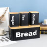 Nordic Bread Bin with 3 Canister Set – Bamboo Lid | White or Black