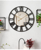 Creative Metal Wall Clock with Mirror – 50cm