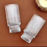 Set of 6 Ribbed Aesthetic Highball Crystal Glasses – 330ml Vintage Multi-Purpose Drinkware