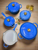 Enamel Cast Iron Cooking Pot Set Durable Heavy Duty Cookware with Lids