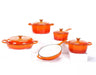 9-Piece Enamel Cast Iron Cooking Pot Set Durable Heavy Duty Cookware with Lids