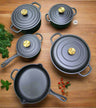 9-Piece Enamel Cast Iron Cooking Pot Set Durable Heavy Duty Cookware with Lids