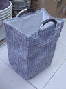 Velvet Coudry Laundry Basket –White & Grey Stylish Knee-Height Storage Hamper