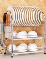 3-Tier Aluminium Kitchen Dish Drying Rack  Large Capacity Plate & Utensil Organizer