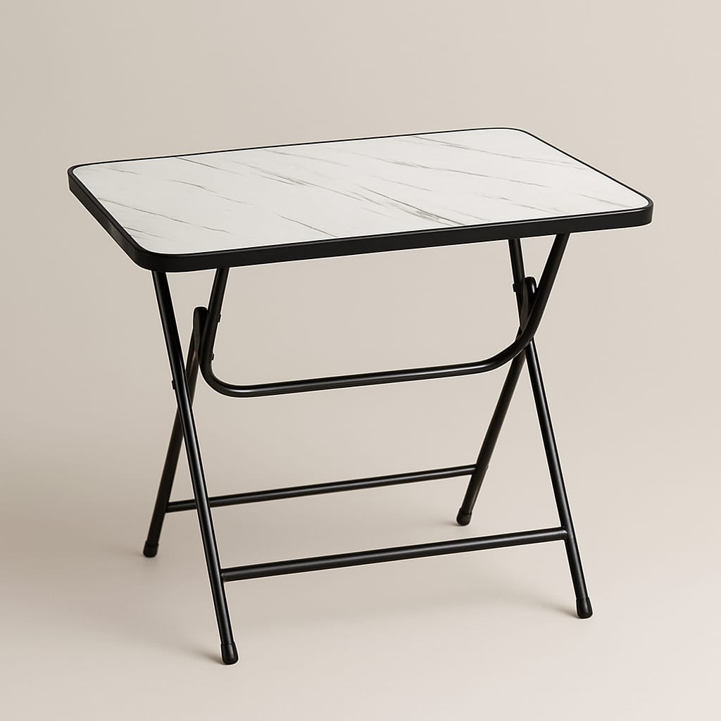 Foldable Portable Picnic Table with Marble Top Compact Outdoor Dining Table for Garden, Beach & Camping 1.2M