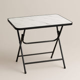 Foldable Portable Picnic Table with Marble Top Compact Outdoor Dining Table for Garden, Beach & Camping 1.2M
