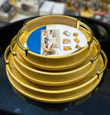 Round Bamboo Serving Tray with Metal Handles Multi-Functional & Stylish