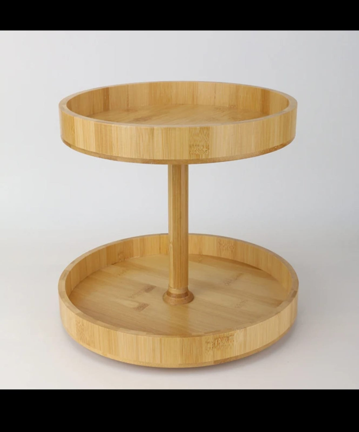 Bamboo Double-Layer Rotating Kitchen Storage Rack – For Spices, Snacks & Drinks