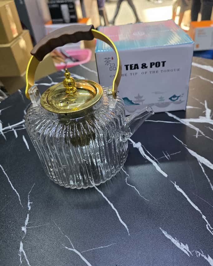 Borosilicate Diamond Glass Teapot (1.5L) – Heat Resistant Tea Pot