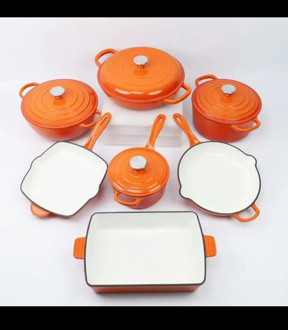 7 PCS Enamel Cast Iron Cooking Pots Set  Non-Toxic, Oven-Safe Pots for Kenyan Kitchens