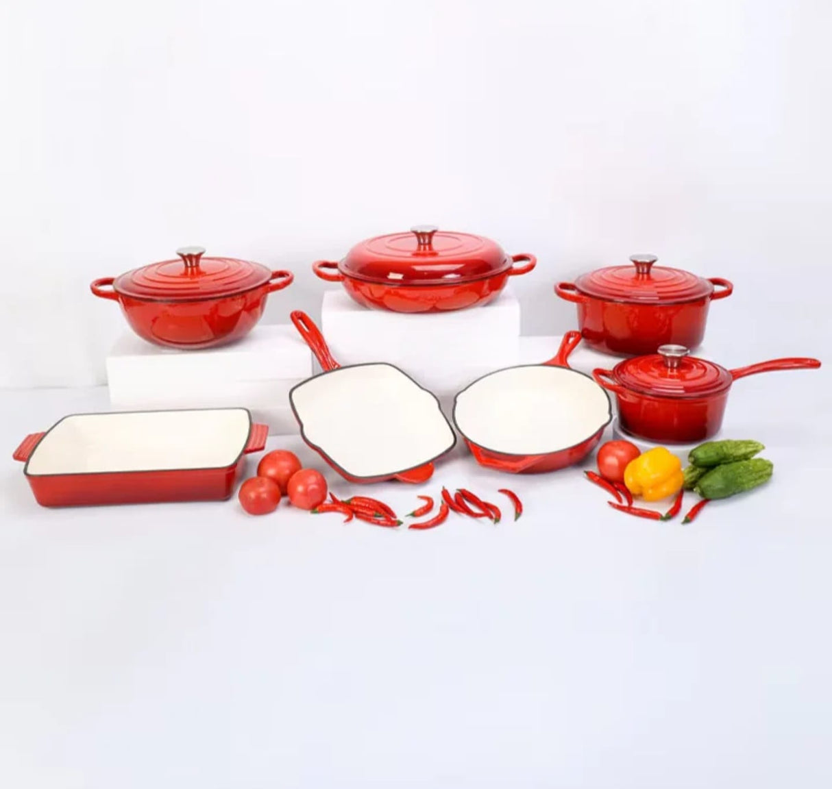 7 PCS Enamel Cast Iron Cooking Pots Set  Non-Toxic, Oven-Safe Pots for Kenyan Kitchens