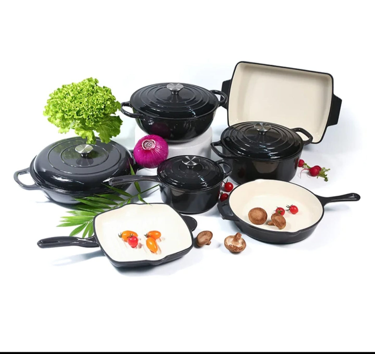 7 PCS Enamel Cast Iron Cooking Pots Set  Non-Toxic, Oven-Safe Pots for Kenyan Kitchens