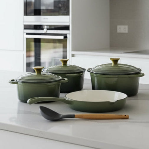 7 PCS Enamel Cast Iron Cooking Pots Set  Non-Toxic, Oven-Safe Pots for Kenyan Kitchens