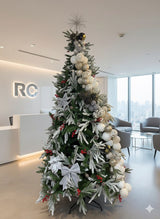 Premium Artificial Christmas Tree 7ft and 8ft Snow Flocked Pine with Cones