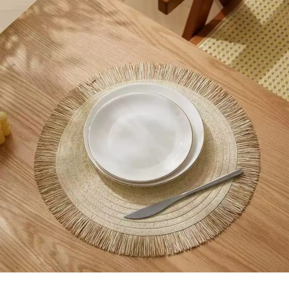 Round Braided Table Mats 38cm Heat Resistant Placemats for Dining Table Set of 6