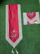 Christmas Flowers Table Runner 16x71 Inch Christmas Theme Table Runner with Lace Edge for Home Holiday Kitchen Dining Table Decor