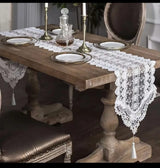 Lace Table Runner 35cm x 210cm – Embroidered Fabric Table Mat for Dining Room Living Room