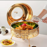8.0L Round Chaffing Dish Buffet Food Warmer  Luxury Stainless Steel Food Warmer with Glass Lid Kenya