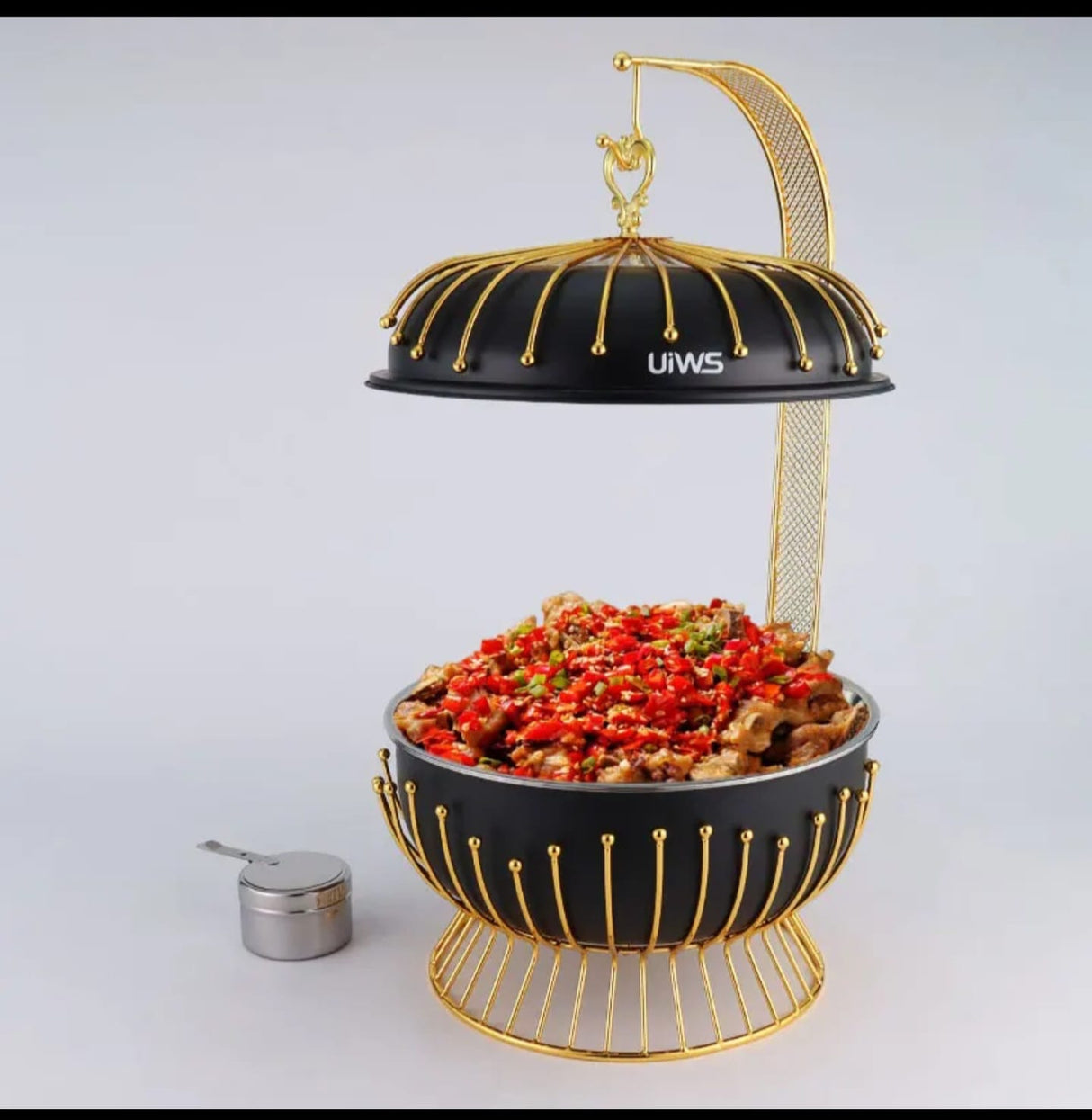 8.0L Round Chaffing Dish Buffet Food Warmer Luxury Stainless Steel Food Warmer with Glass Lid Kenya