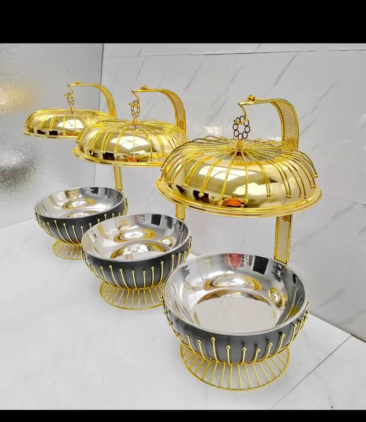 8.0L Round Chaffing Dish Buffet Food Warmer Luxury Stainless Steel Food Warmer with Glass Lid Kenya