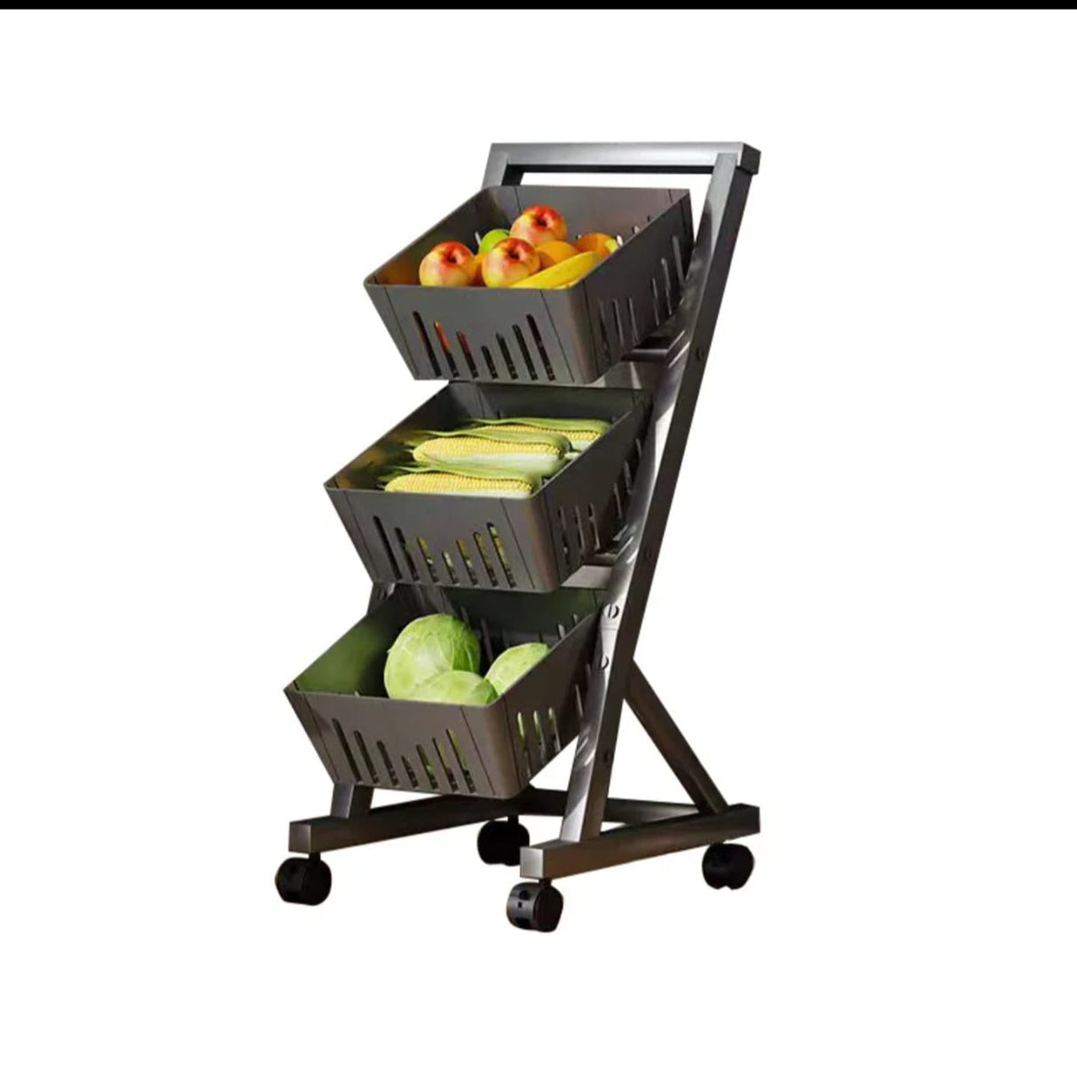 3 Tier Multi-Functional Steel Vegetable & Fruit Rack - Transform Your Kitchen