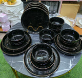 24pcs Black Gold European Porcelain Dinner Set - Elevate Your Nairobi Home