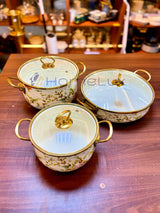 3pcs Enamelware Casserole Cooking Pot Set | Heavy-Duty Enamel Stockpots with Glass Lids in Kenya