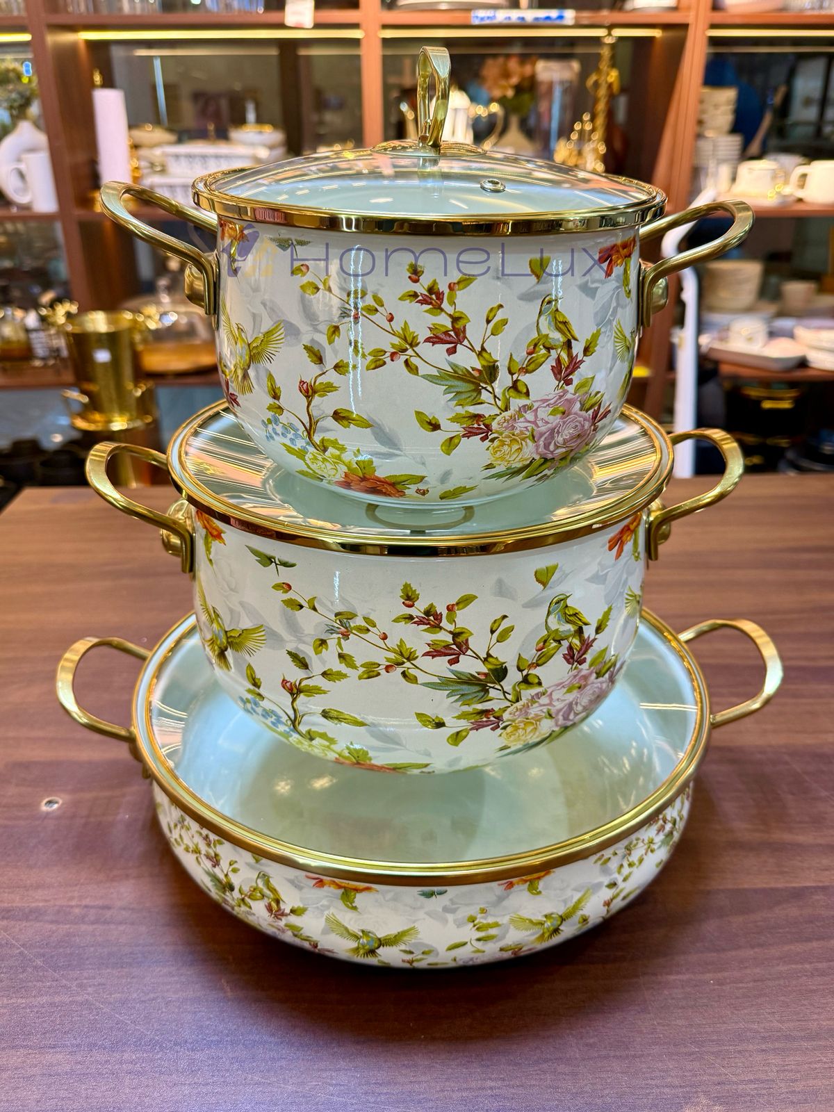 3pcs Enamelware Casserole Cooking Pot Set | Heavy-Duty Enamel Stockpots with Glass Lids in Kenya