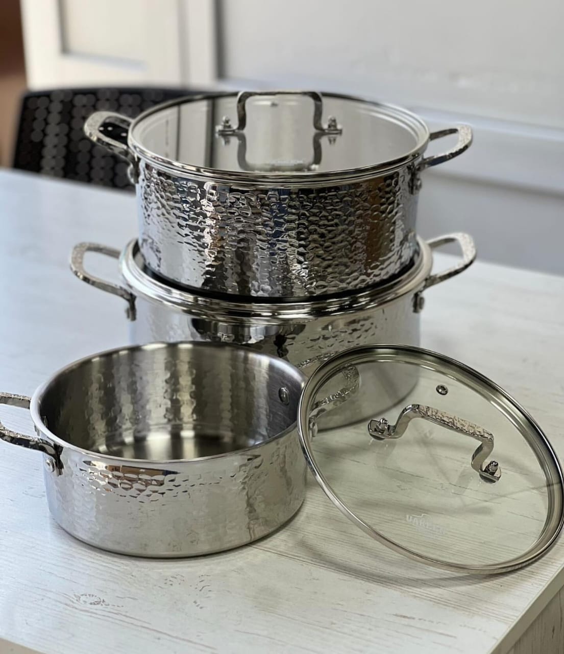 6PCS Tripply Stainless Steel Cookware Set | Hammered Design with Lids | Large Capacity Cookware Kenya