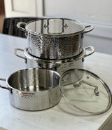 6PCS Tripply Stainless Steel Cookware Set | Hammered Design with Lids | Large Capacity Cookware Kenya