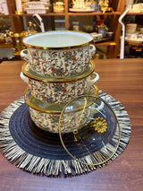 3pcs Enamelware Casserole Cooking Pot Set | Heavy-Duty Enamel Stockpots with Glass Lids in Kenya