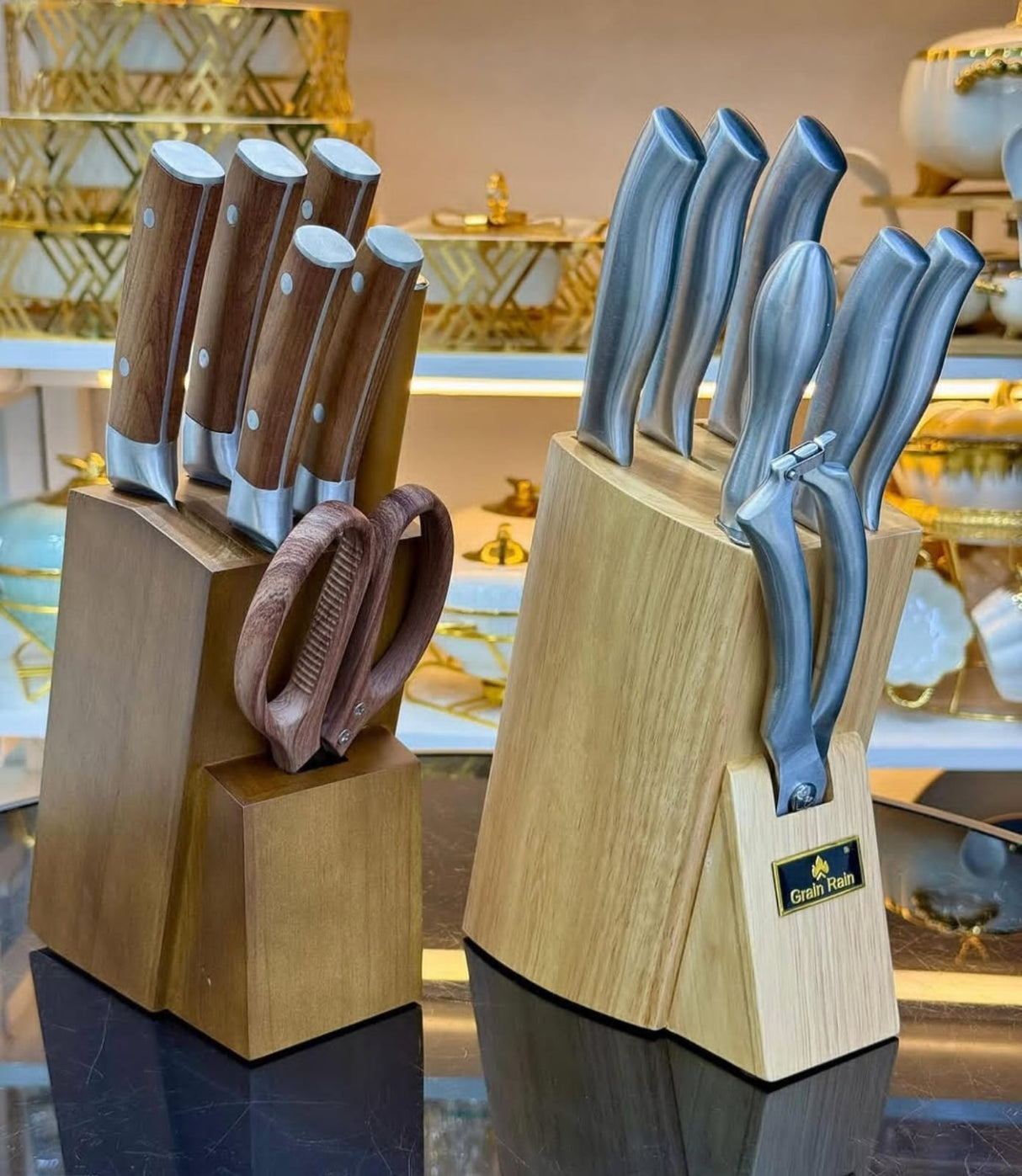 8pcs Stainless Steel Knife Set with Wooden Block | Hollow Handle Kitchen Knives in Kenya