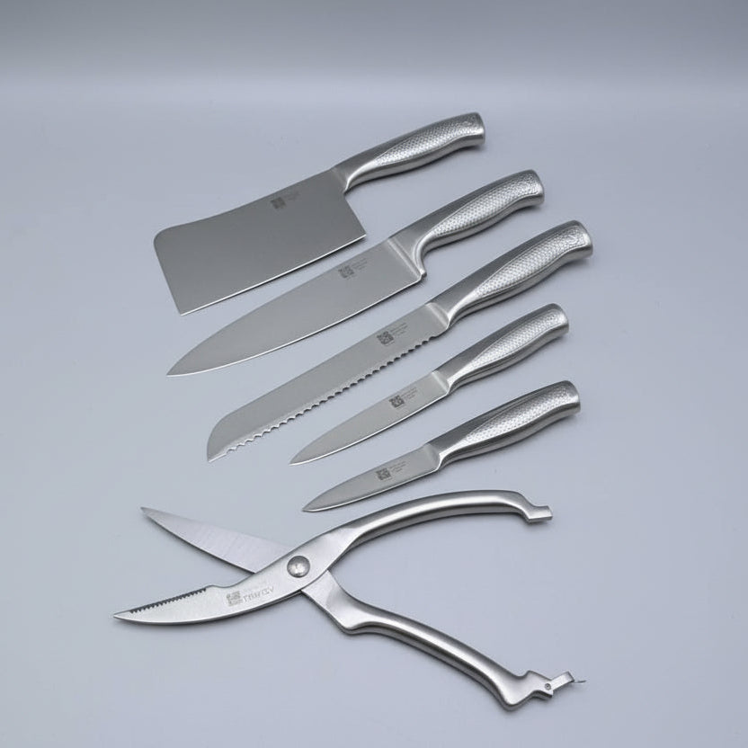 7pcs Stainless Steel Knife Set with Wooden Block | Hollow Handle Kitchen Knives in Kenya