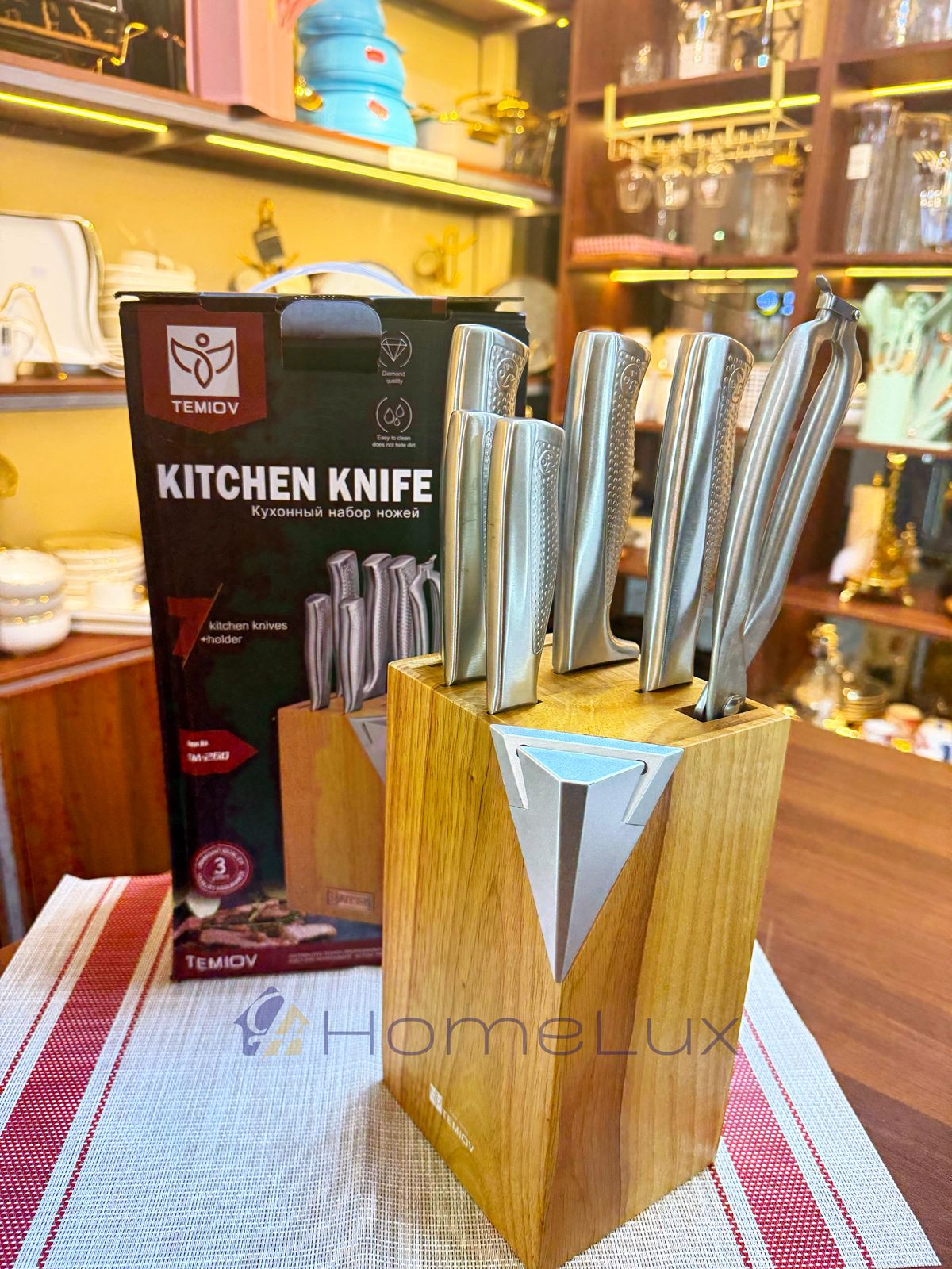 7pcs Stainless Steel Knife Set with Wooden Block | Hollow Handle Kitchen Knives in Kenya