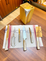 7pcs Stainless Steel Knife Set with Wooden Block | Hollow Handle Kitchen Knives in Kenya