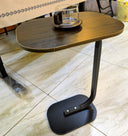 Modern Light Luxury Coffee Table C-Shaped Wooden & Steel Side Table