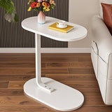 Modern Light Luxury Coffee Table C-Shaped Wooden & Steel Side Table