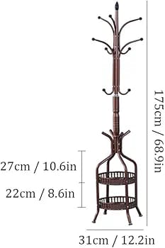 Free-Standing Metal Coat Rack with Storage Tray