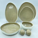 27-Piece Sculptural Porcelain Dinner Set – Irregular European Design