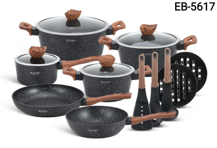 Edënbërg 15-Piece Forged Aluminum Cookware Set with Marble Coating (Non-Stick) – Induction Ready
