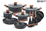 Edënbërg 15-Piece Forged Aluminum Cookware Set with Marble Coating (Non-Stick) – Induction Ready