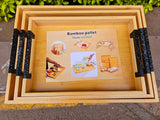 3pcs Rectangular Bamboo Serving Tray Set with Handles Kenya
