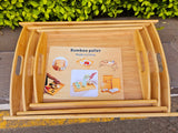 3pcs Rectangular Bamboo Serving Tray Set with Handles Kenya