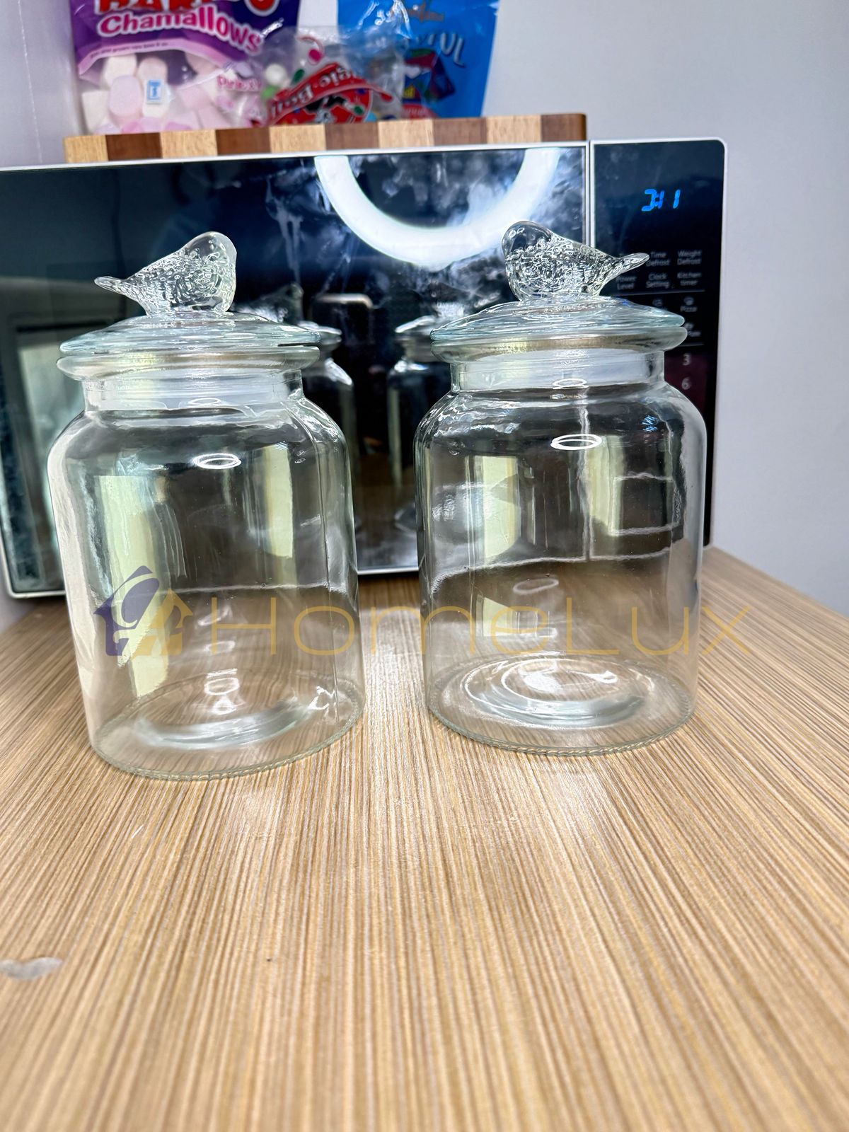 Danny Home 980ml Glass Storage Jar Set 2pcs Airtight Candy & Biscuit Jar Kenya