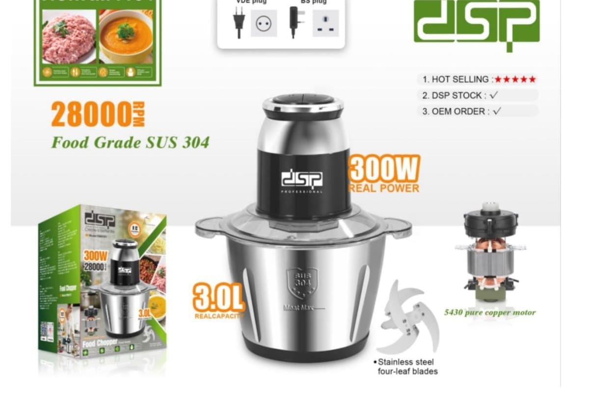 DSP 300W Pro Food Vegetable Chopper 3L 28,000RPM Dual Blades Kenya