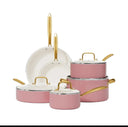 15 Pcs Ceramic Cookware Set PFAS Free PFOA Free with 5 Silicone Spoons Dishwasher Safe