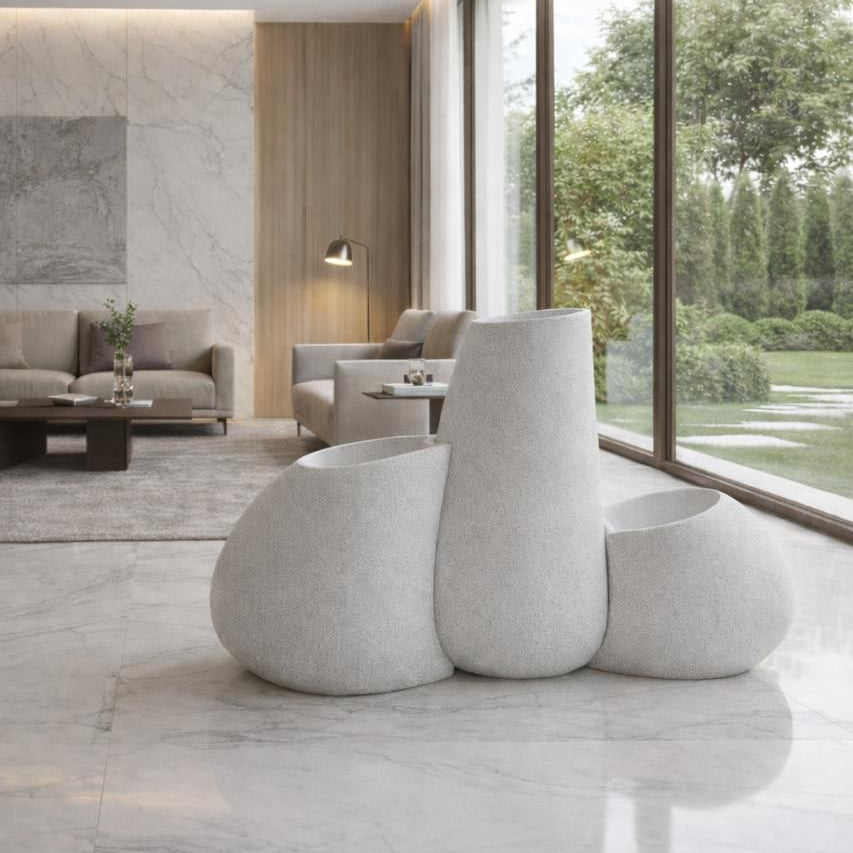Luxury 3-Piece Floor Flower Vase Planter Set – Stone Finish
