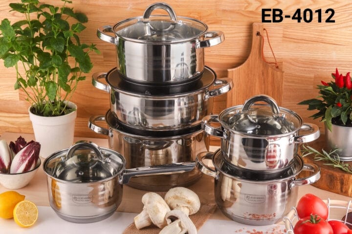 Edenberg 12-Piece Stainless Steel Cookware Set – Induction Compatible