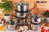 Edenberg 12-Piece Stainless Steel Cookware Set – Induction Compatible