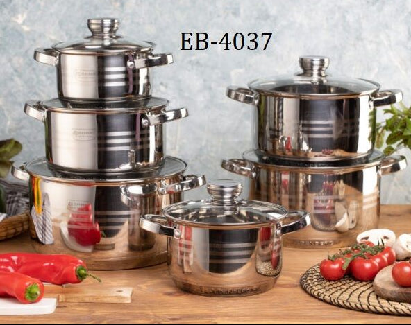 Edenberg 12-Piece Stainless Steel Cookware Set – Induction Compatible